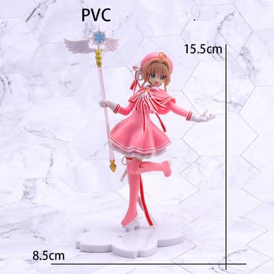 Anime Schattige Roze Card Captor SAKURA Actiefiguren Modellen PVC Figuur Model Auto Taart Decoraties Toverstaf Meisjes Speelgoed Duurzaam Cadeau pink