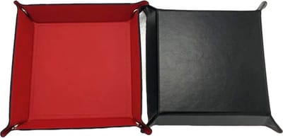 Dobbelsteenbak Rood – Opvouwbare Dice Tray voor Dungeons & Dragons, Yahtzee en Bordspellen – Dobbelbak van Kunstleer met Gladde Binnenkant – Pitjesbak, Dobbelpiste, Pokerpiste, Dice Box