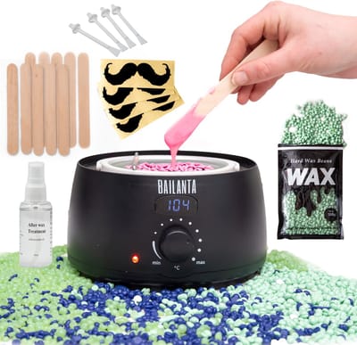 Bailanta® Professionele Wax Apparaat Set - Hars Ontharingsapparaten - Wax Heater voor Thuisgebruik - met 400G Hard Wax Bonen - Wax Verwarmer - Wax Parels - Incl. Neusstokjes, Spatels, Huidvriendelijke After Wax Spray - Zwart