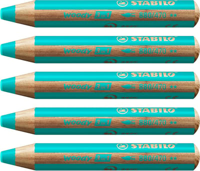 STABILO Woody 3 in 1 - Multitalent Potlood - Truquoise - Doos Met 5 Stuks