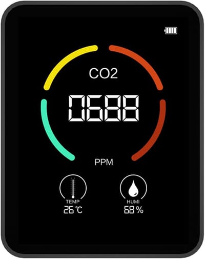 Luchtkwaliteit Monitor - CO2 Meter - Binnenklimaat Meten - 3-in-1 Sensor - 88 x 70 x 35mm - Zwart
