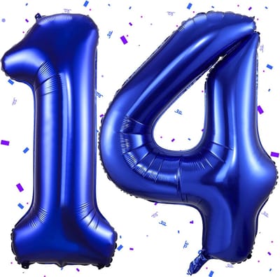 Extra Grote Donkerblauwe Cijferballon 14 - Folieballon voor Verjaardag en Jubileum