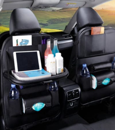 Velox Autostoel Organizer Tablet Houder - Autostoel Organizer met Tafeltje - Autostoel Organizer Voor Kinderen - Autostoel Opbergzak - Zwart