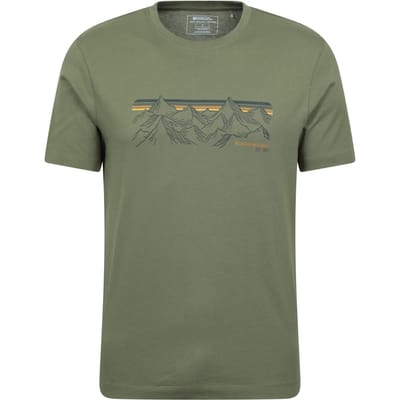 Mountain Warehouse Heren Berg Strepen T-Shirt (Kaki Groen)