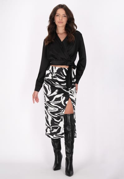 Faina rok Dames zwart en wit