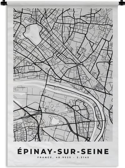 Wandkleed - Wanddoek - Plattegrond - Épinay-sur-Seine - Stadskaart - Kaart - Frankrijk - 120x180 cm - Wandtapijt