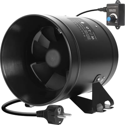 Krachtige Inline Ventilator 200mm voor Badkamer, Garage en Serre - Max 1205m³/h