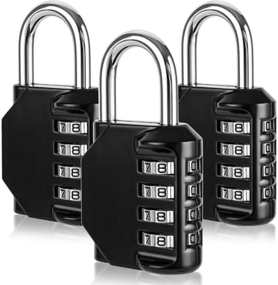 GELLDG 3 stuks Combinatiehangslot - 4-cijferig slot - Constructie van zinklegering - Waterdicht en weerbestendig - Geschikt voor opbergkasten, gereedschapskisten, sportscholen, tuinhekken