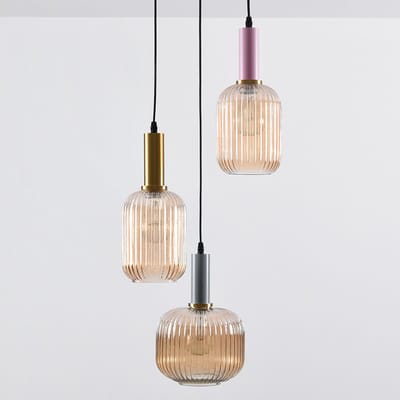 LumenXL 3-lichts hanglamp - geribbeld glas - Amelia