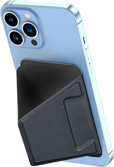 Dux Ducis - Pasjes Houder standaard geschikt voor iPhones en Apple magnetische Ring - Magnetische Kaarthouder Telefoon standaard- Zwart