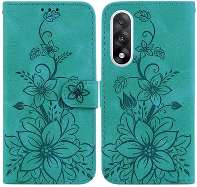 Coverup Hoesje - Geschikt voor OnePlus Nord 5 Hoesje - Coverup Bloemen Book Case - Groen