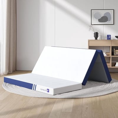 Opvouwbare Matras - Driezijdige Matras - Logeren en Kamperen - Geltraagschuim Laag - Queen 203 x 152 cm - Blauw