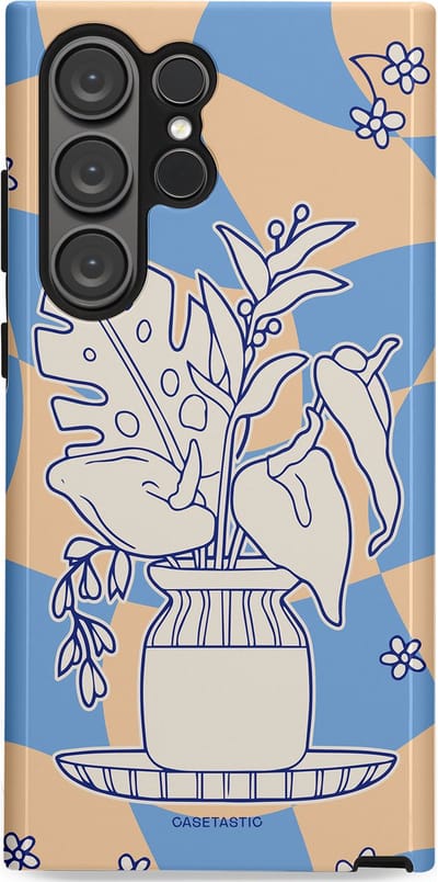 Casetastic Hoesje Geschikt voor Samsung S23 Ultra - Stijlvolle Beschermende Duo-layer Case - Bosje vol blauw