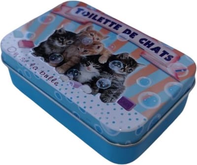 Metalen zeepblik met opdruk Toilette de chats – Vintage voorraadblik – Franse handzeep – Marseille zeep Marseillezeep