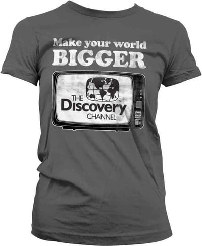 Discovery Channel Dames Tshirt -S- Make Your World Bigger Grijs
