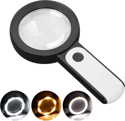 Vergrootglas met licht, 30x handzaam groot vergrootglas 18LED koud en warm licht met 3 standen, verlicht vergrootglas voor senioren die lezen, munten, sieraden