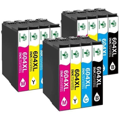 Cartouche d'encre - GREENSKY - 604XL - Pack de 12 - Compatible avec EPSON - Rendement jusqu'à 500 pages