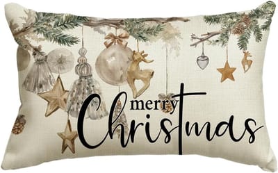Kerstbal Kussensloop met Rendier en Dennenappel Motief - 30 x 50 cm - Zacht Polyester - Winter Decoratie voor Bank en Woonkamer