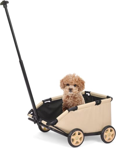 Opvouwbare Mini Hondenwagen voor Huisdieren - Multifunctionele Winkelwagen met Ingebouwd Kussen en Veiligheidstouw - Ideaal voor Buiten