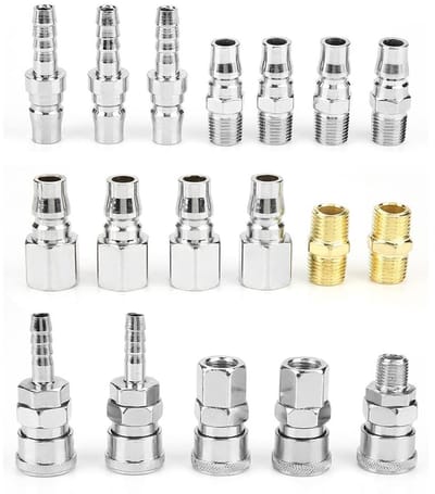 Dailygoody - Lucht Couplings Set - 18-delige Verbindingen - Snelle Verbindingen - Voor Compressor en Gereedschap - Hoogwaardige Koppelingen - Duurzaam..