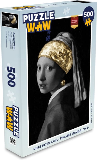Puzzel Meisje met de parel - Johannes Vermeer - Goud - Legpuzzel - Puzzel 500 stukjes