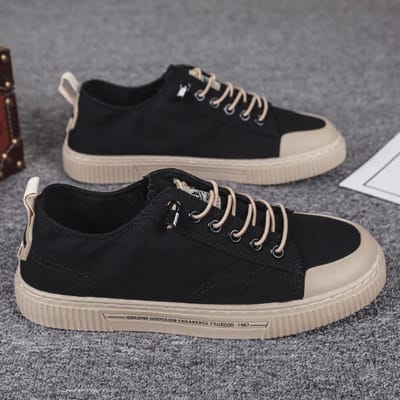 Nieuwe Lente Herenschoenen Koreaanse Versie Trend Low-Top Casual Sneakers Canvas Schoenen Alles-Match Trendy Schoenen Sport Trendy Schoenen 44 zwart