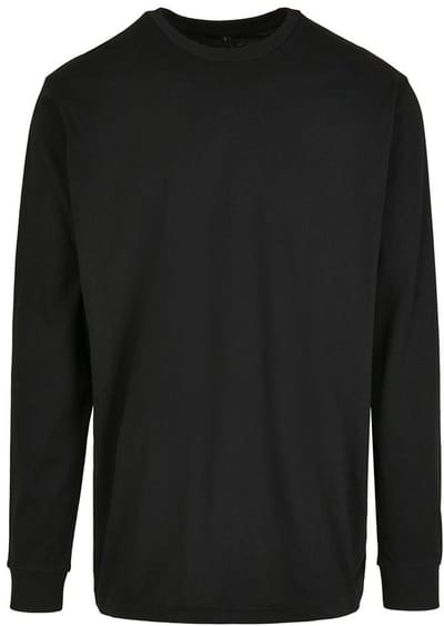 Build Your Brand - Organic Cuffrib Lange Mouwen T-Shirt - Black maat XL