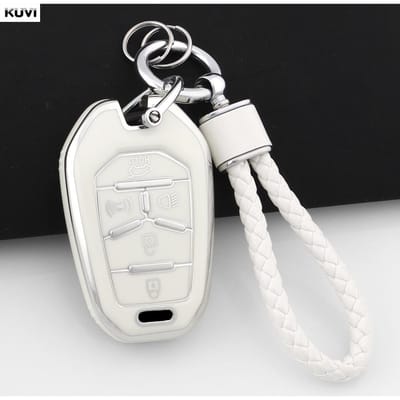 Coque de Protection pour Clé Intelligente de Voiture 5 Boutons en TPU Coquille Auto Porte-clés pour Ssang Yong G4 Rexton Accessoires Sans Clé Ssangyong white