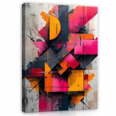 WALLARENA - Canvas schilderij - 100x70 cm - kleurrijke abstracte figuren voor slaapkamer en woonkamer