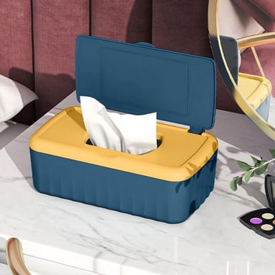 Multifunctionele Organizer voor Natdoeken en Papieren Handdoeken - Herbruikbare Opbergdoos voor Babydoeken en Schoonmaakdoeken in Blauw