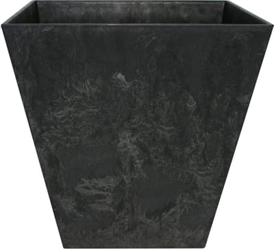 Ter Steege Bloempot/plantenpot - vierkant - gerecycled kunststof - zwart - D30 en H30 cm