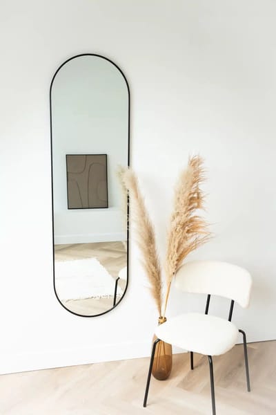 Nordic Style® Ovale spiegel 170x50cm - Zwart - Scandinavische Spiegels - Ovaal - Pas spiegel - Staande spiegel - Kleedkamer spiegel - Pas
