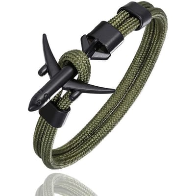 Bracelet à breloques en forme d'ancre d'avion pour homme et femme, bijou d'amitié, idéal pour la survie dans le ciel ou pour un couple, idée cadeau, nouveauté 23cm black