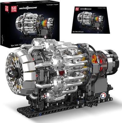 Mould King 10216 Icons Turbojet Vliegtuig motor bouwset | Speed champions modelbouw | Classic creator bouwpakket geschikt voor Lego | Technische educatief speelgoed ideas voor expert volwassenen & kinderen | Bouwdoos met 1214 bouwstenen