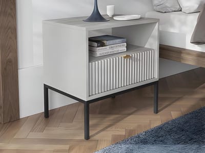 Vente-unique Set van 2 nachtkastjes met 1 lade en 1 vak - Grijs - LIOUBA
