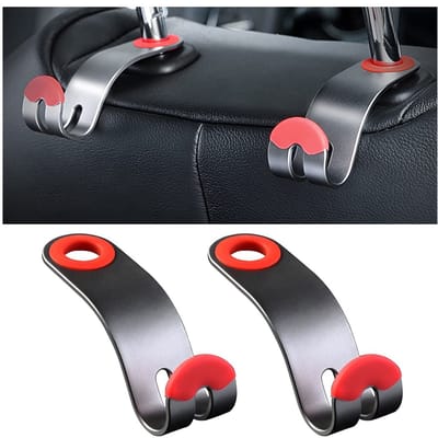 Dailygoods- Hoofdsteunhaken 2 Stuks - Auto Organizer - Rugleuninghaak - Draagbare Autostoel - Lichtrood - Maximale Belasting 30 kg