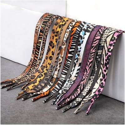Vervangende Veters met Luipaardpatroon, Platte Veters voor Sportschoenen, Decoratieve Veters voor Casual en Wandelschoenen, Ideaal voor Sportieve Activiteiten