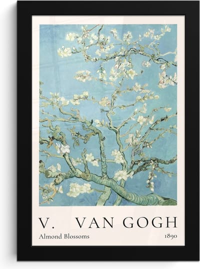 Poster in lijst - Fotolijst 20x30 cm - Posters - Vincent van Gogh - Almond Blossoms - Kunst - Oude meesters - Amandelbloesem - Posterlijst zwart - Decoratie - Wanddecoratie woonkamer - Muurdecoratie slaapkamer