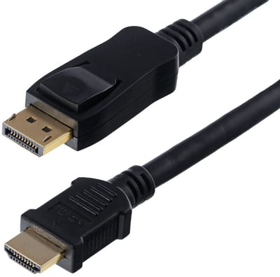 Helos Anschlusskabel, DisplayPort Stecker/HDMI Stecker, 4K, BASIC,10,0m, schwarz
