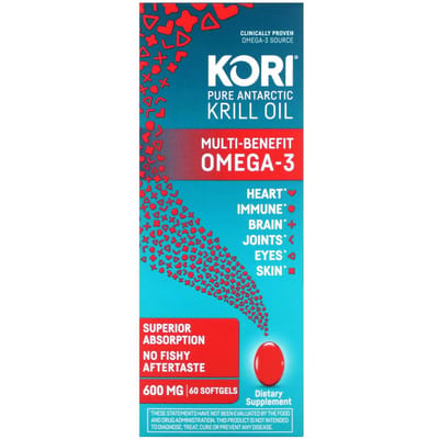 Kori, pure Atlantische krillolie, multi-potente omega-3, 600 mg, 60 softgels