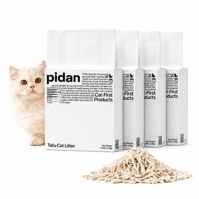 Kattenbakvulling Tofu pidan - 4 x 2,4 kg (24L) - Klontvormend - Vrijwel Stofvrij - Effectieve Geurcontrole - Minder Uitloop