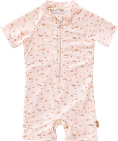 Fresk UV Zwempak 62 -Sneldrogende Zwemkleding voor Kinderen - UPF 50 - Zwemshirt voor Meisjes - Zwempak met Korte Mouwen - Creme - Butterflies