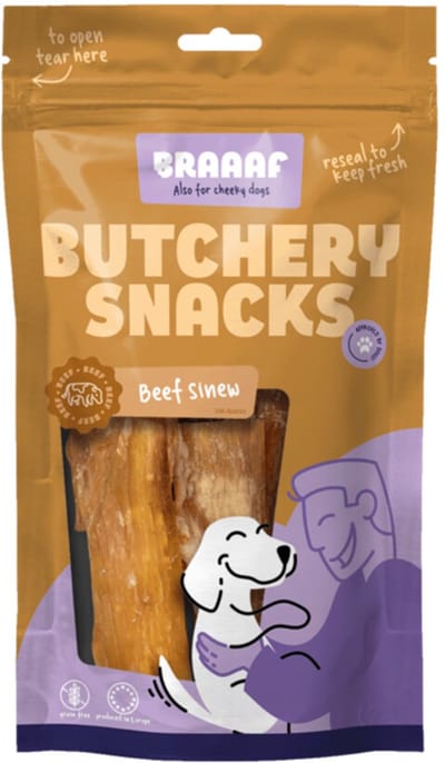 Braaaf Hondensnack Butchery Beef Sinew - 10 x 150 gr - Voordeelverpakking