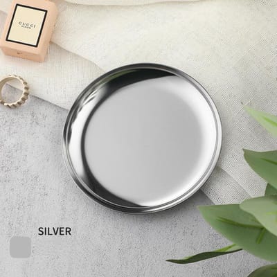 Plateau à bijoux en métal de style luxueux léger, plateau de rangement en acier inoxydable, dortoir, cosmétiques, assiette à bijoux, décoration