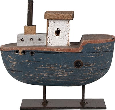 Clayre & Eef Decoratie Model Boot 10 cm Grijs Blauw Glas