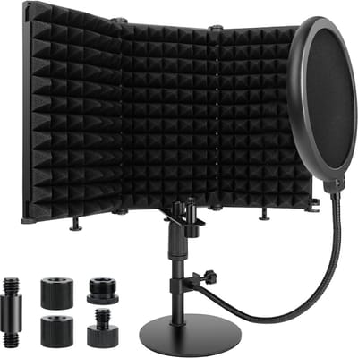 Microfoon isolatiedek met tafelstandaard en popfilter voor geluiddemping