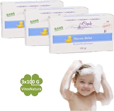 Kraamkado set babyshower baby verzorging  ♥  Marseille Babyzeep stuk 3x100g Hypoallergeen. Zonder conserveermiddel, kleurstoffen, geur