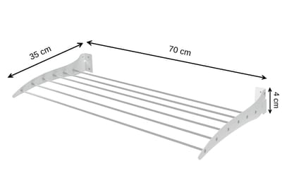 LUNOR Roma - Wasrek - Opklapbaar Wanddroogrek - 70x35 cm - Wit - RVS