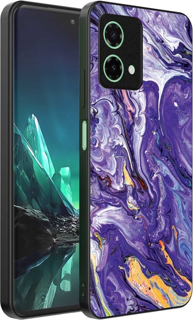 Geschikt voor Motorola Edge 40 Neo Telefoonhoesje met Paars Goud Marmer Opdruk - TPU Backcover Case Purple Gold Marble Design - Paars Goud - Smartphonica geschikt voor Motorola Edge 40 Neo