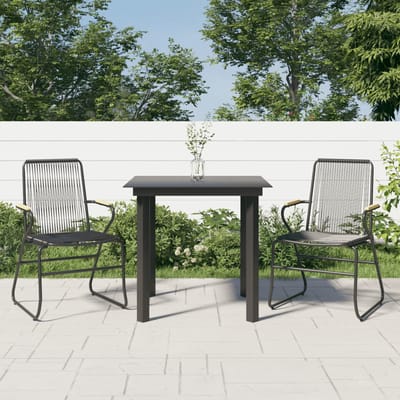 vidaXL - 3-delige - Tuinset - PVC-rattan - zwart